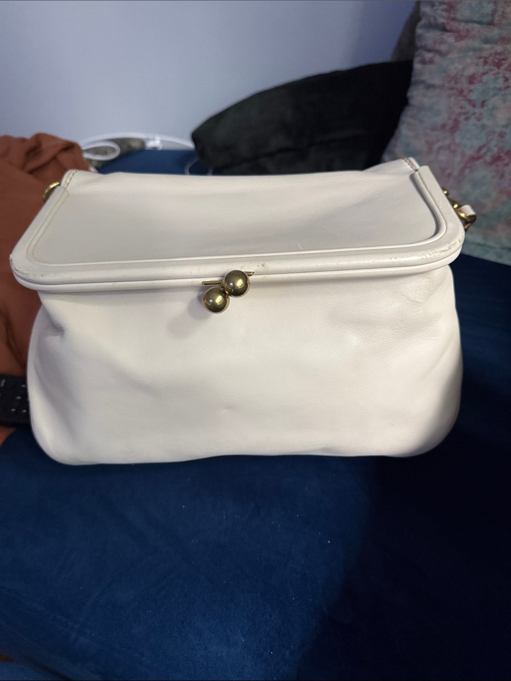 Classic White Frame-Top Shoulder Bag